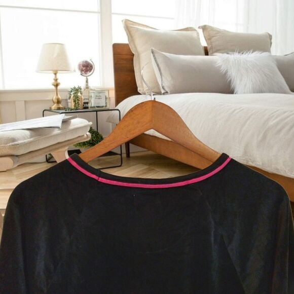 KATE SPADE VELOUR WINKY FACE AND LIPS BLACK VELVET SWEATER SWEATSHIRT LOUNGEWEAR - Picture 15 of 16